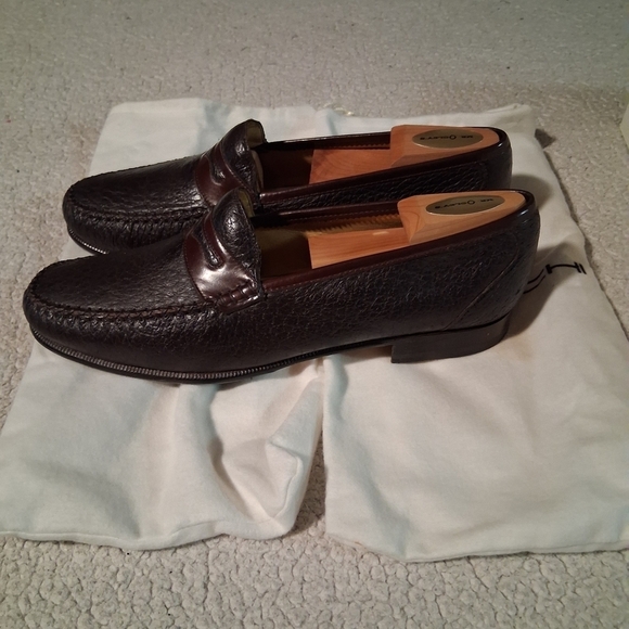 Moreschi Men\'s Dark Brown Leather Slip-On Loafers Peccary Made In Italy main image 2